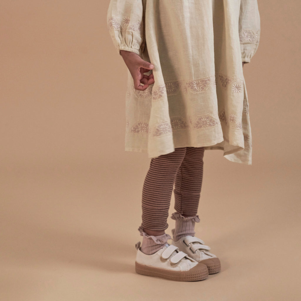 Apolina Willow Children's Embroidered Midi Dress Pale Pear | BIEN BIEN bienbienshop.com