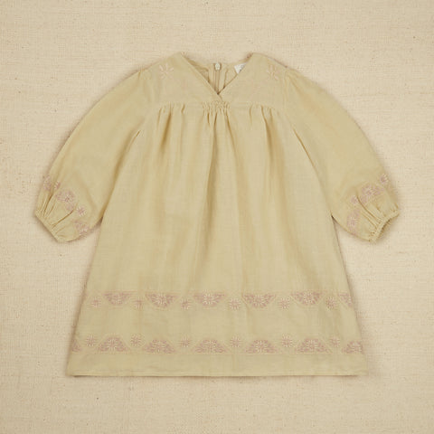 Apolina Willow Children's Embroidered Midi Dress Pale Pear | BIEN BIEN bienbienshop.com