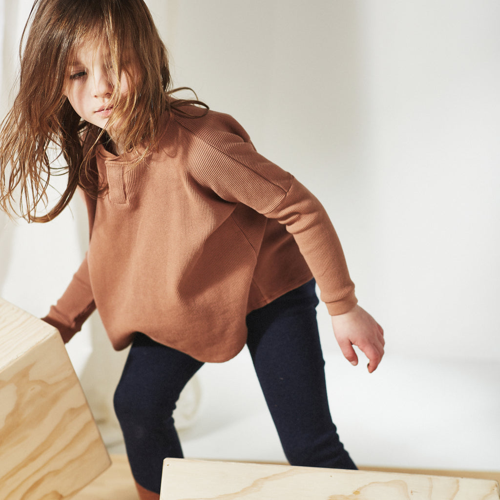 Bacabuche Baby & Kid's Thermal Henley Top Acorn | BIEN BIEN www.bienbienshop.com