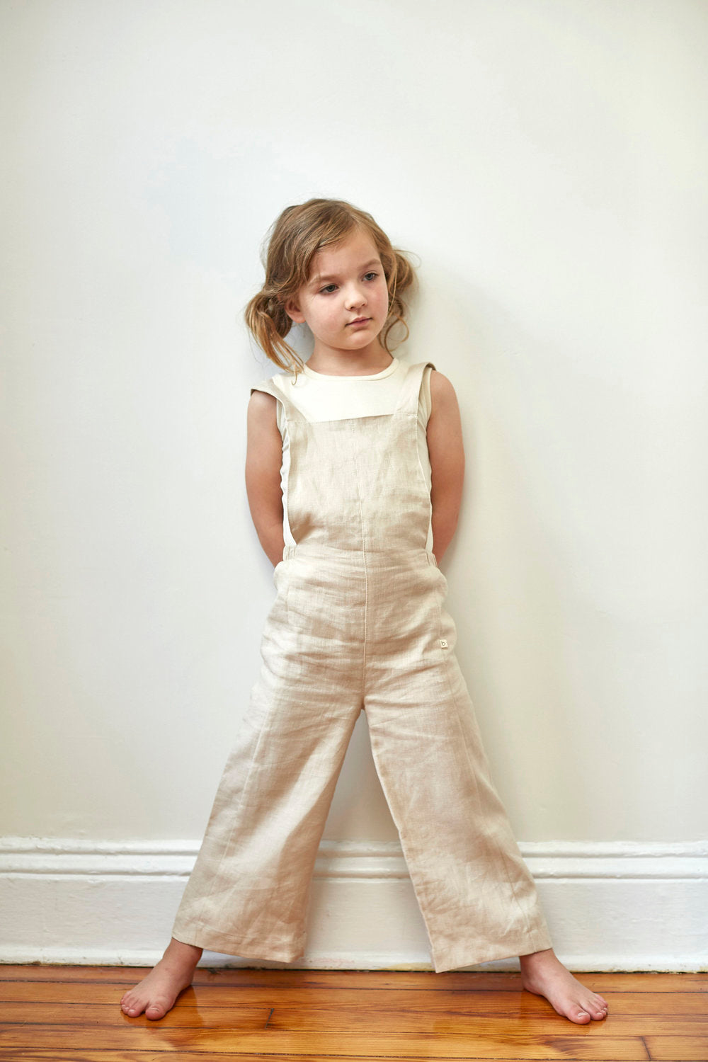 Bacabuche Linen Baby & Kid's Unisex Overalls Oat | BIEN BIEN www.bienbienshop.com