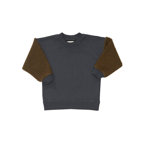 Bacabuche Sherpa Sleeve Fleece Pullover Black/Olive | BIEN BIEN www.bienbienshop.com