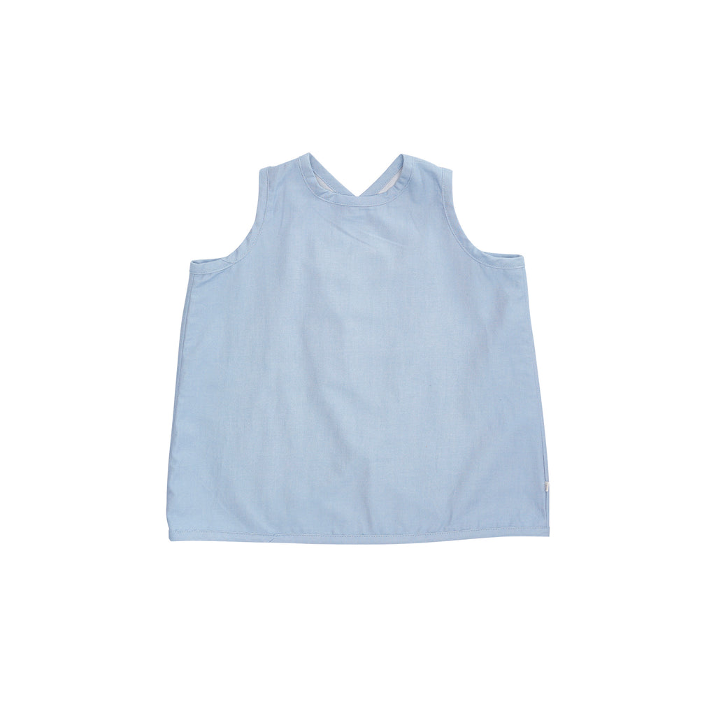 Bacabuche Cross Back Baby & Kid's Tank in Light Denim | BIEN BIEN www.bienbienshop.com