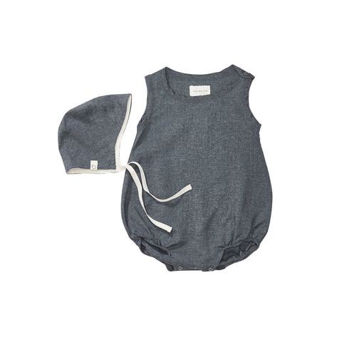 Bacabuche Bubble Baby Romper & Bonnet Set Charcoal | BIEN BIEN www.bienbienshop.com