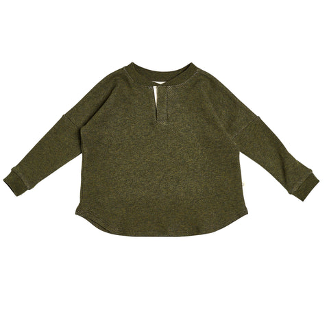 Bacabuche Melange Mesh Baby & Kid's Henley Forest Green | BIEN BIEN