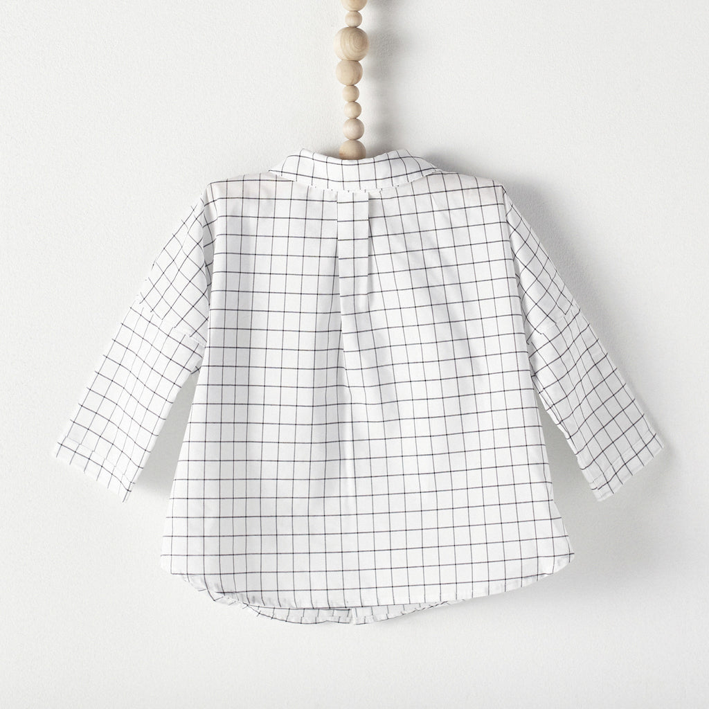 Bacabuche Button Down Baby Shirt in Grid Print | BIEN BIEN