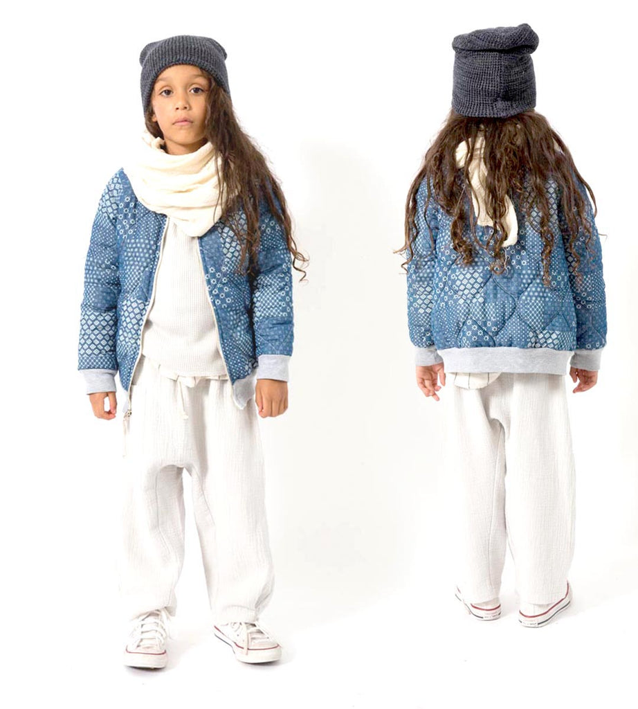 Nico Nico Lhasa Kid's Quilted Bomber Jacket Indigo Bandana | BIEN BIEN www.bienbienshop.com