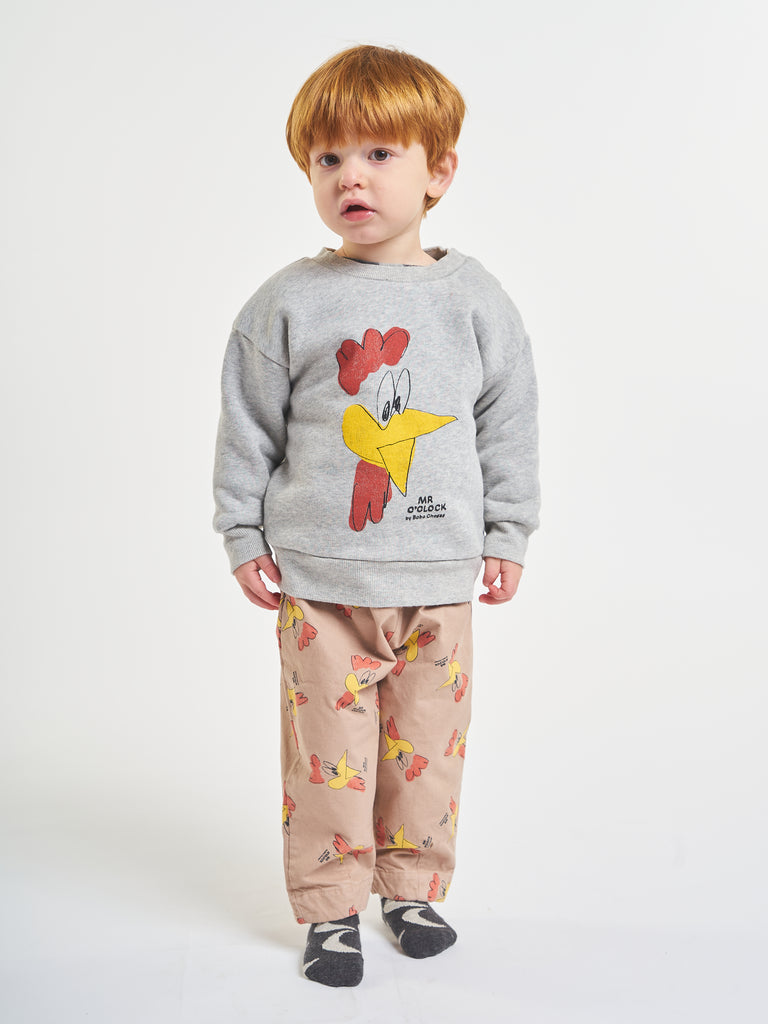 Bobo Choses Mr. O'Clock Baby Trousers Rooster Print Tan  Cotton | BIEN BIEN
