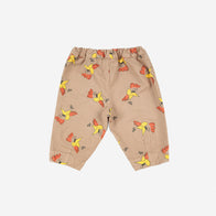 Bobo Choses Mr. O'Clock Baby Trousers Rooster Print Tan  Cotton | BIEN BIEN