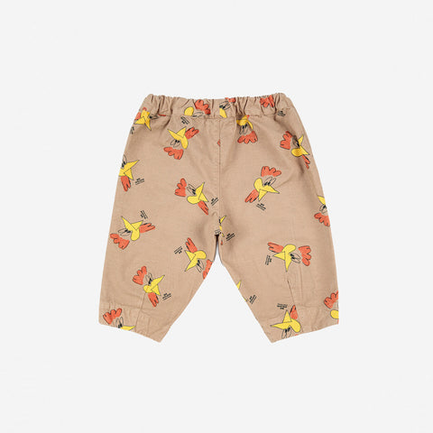 Bobo Choses Mr. O'Clock Baby Trousers Rooster Print Tan  Cotton | BIEN BIEN