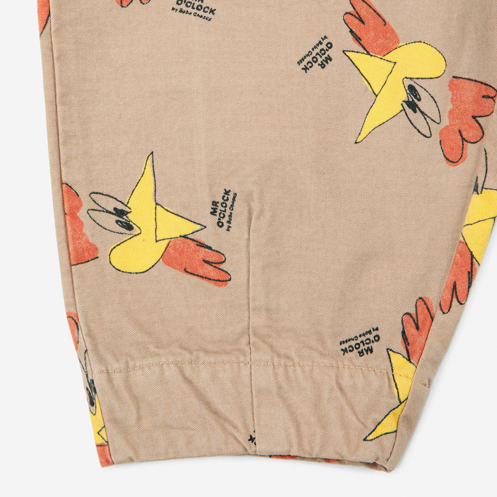 Bobo Choses Mr. O'Clock Baby Trousers Rooster Print Tan  Cotton | BIEN BIEN