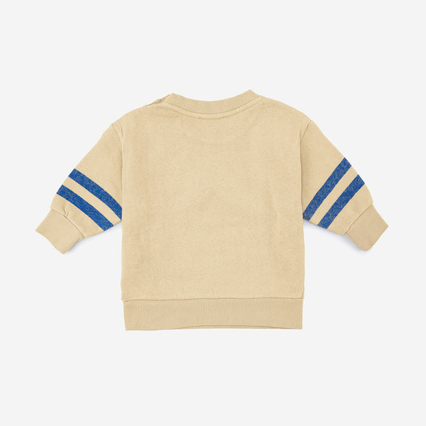 Bobo Choses Walking Clock Baby Sweatshirt Beige Blue Cotton