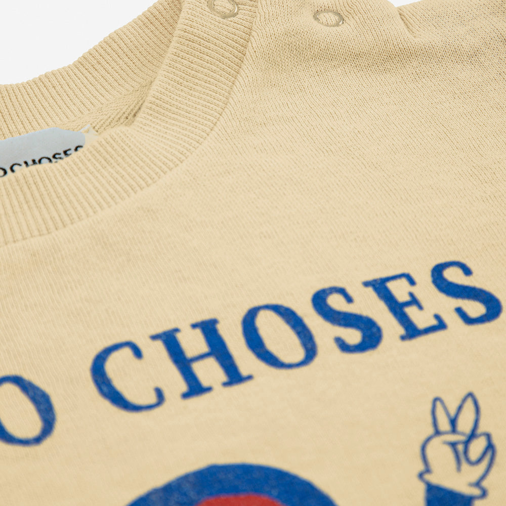 Bobo Choses Walking Clock Baby Sweatshirt Beige Blue Stripe Cotton | BIENBIEN bienbienshop.com