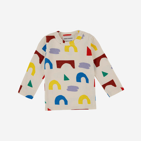 Bobo Choses Playfull All Over Big Long Sleeve T-Shirt Beige Colorful Modern Geometric | BIEN BIEN bienbienshop.com