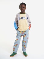 Bobo Choses Kid Mr O'Clock Rooster Baggy Trouser Blue Grey | BIEN BIEN bienbienshop.com