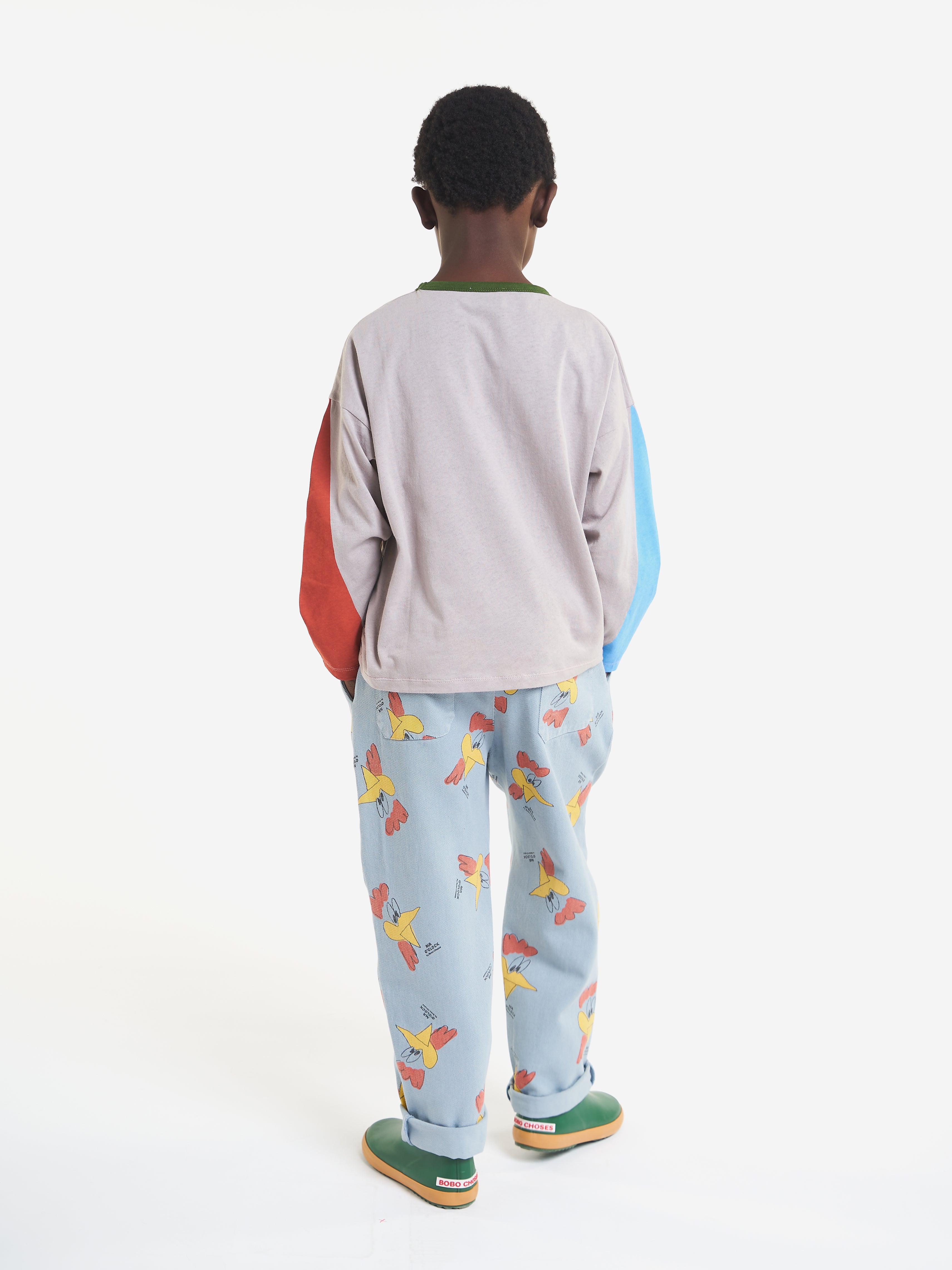 Bobo Choses Kid Mr O'Clock Rooster Baggy Trouser Blue Grey | BIEN BIEN bienbienshop.com