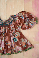 SALE Bonjour Butterfly Kid Puff Sleeve Blouse Big Brown Flower | BIEN BIEN bienbienshop.com