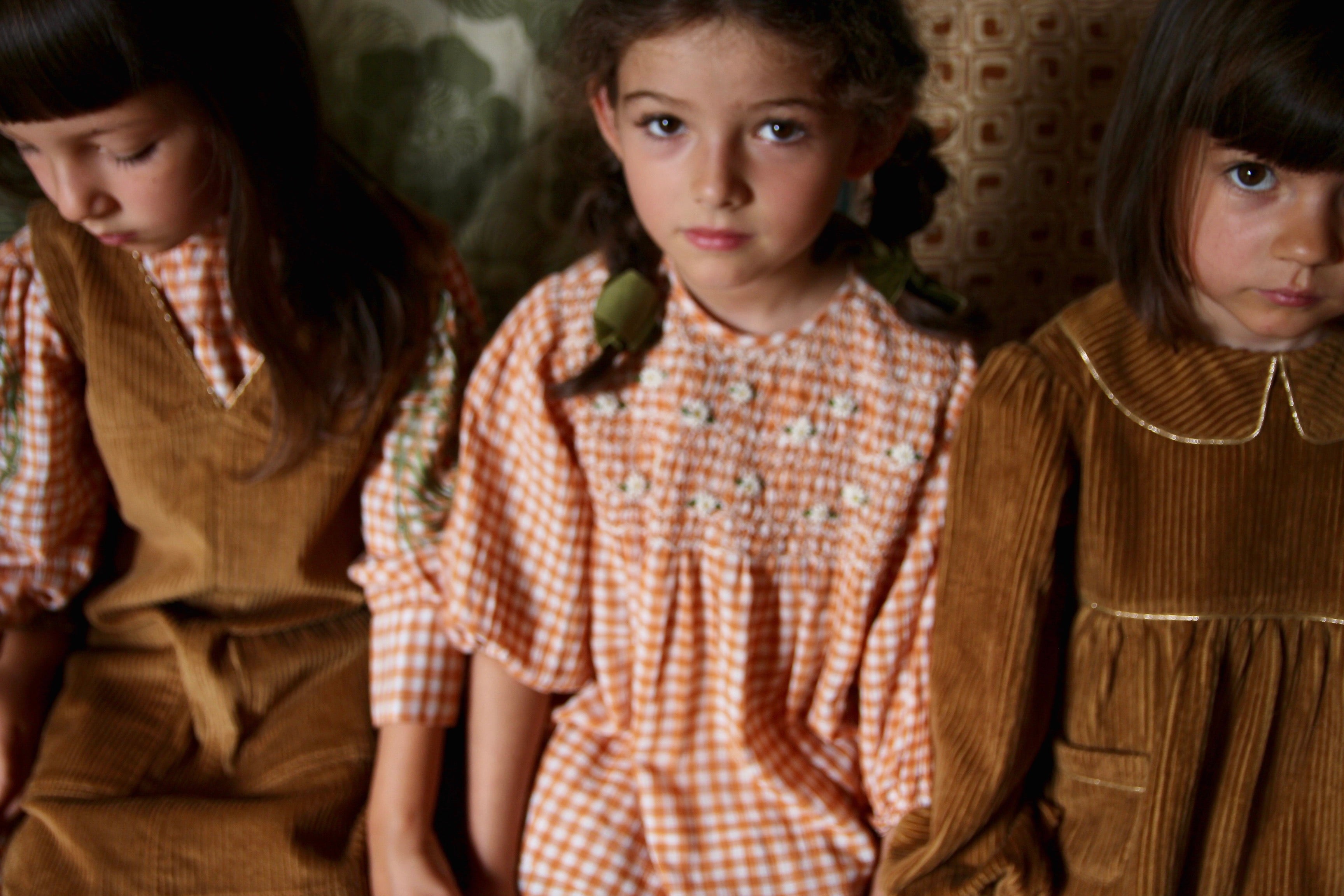 SALE Bonjour Tunique Girl's Blouse Caramel Tan Corduroy | BIEN BIEN bienbienshop