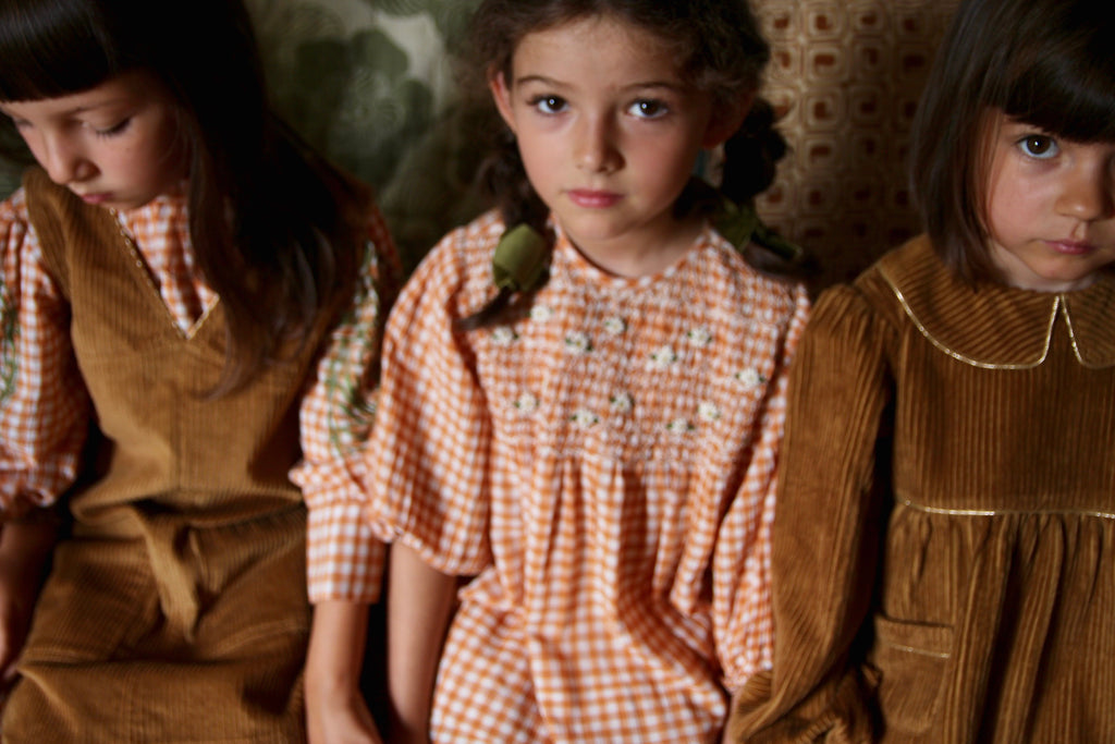 SALE Bonjour Tunique Girl's Blouse Caramel Tan Corduroy | BIEN BIEN bienbienshop