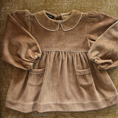 SALE Bonjour Tunique Girl's Blouse Caramel Tan Corduroy | BIEN BIEN bienbienshop