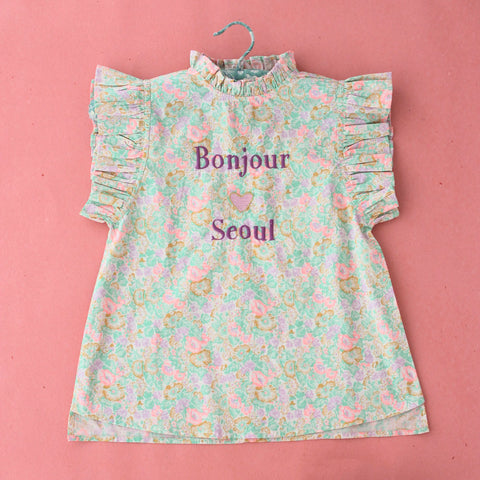 Bonjour Ruffle Embroidered "Seoul" Kid's Blouse Garden Pastel | BIEN BIEN bienbienshop.com