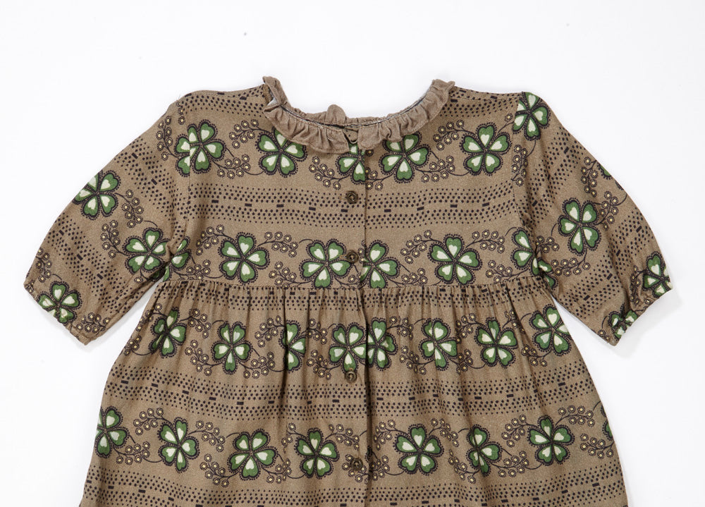 Caramel Baby Girl Artemis Dress Polka Flower Putty | BIEN BIEN www.bienbienshop.com
