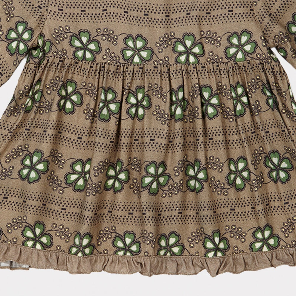 Caramel Baby Girl Artemis Dress Polka Flower Putty | BIEN BIEN www.bienbienshop.com