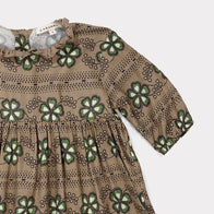Caramel Baby Girl Artemis Dress Polka Flower Putty | BIEN BIEN www.bienbienshop.com