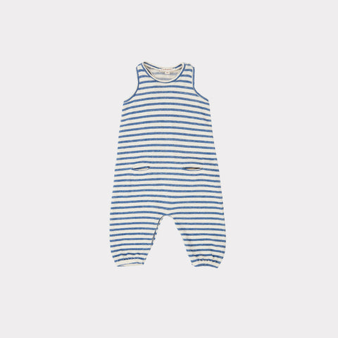 Caramel Swordfish Unisex Baby Romper Ivory Blue Stripe | BIEN BIEN