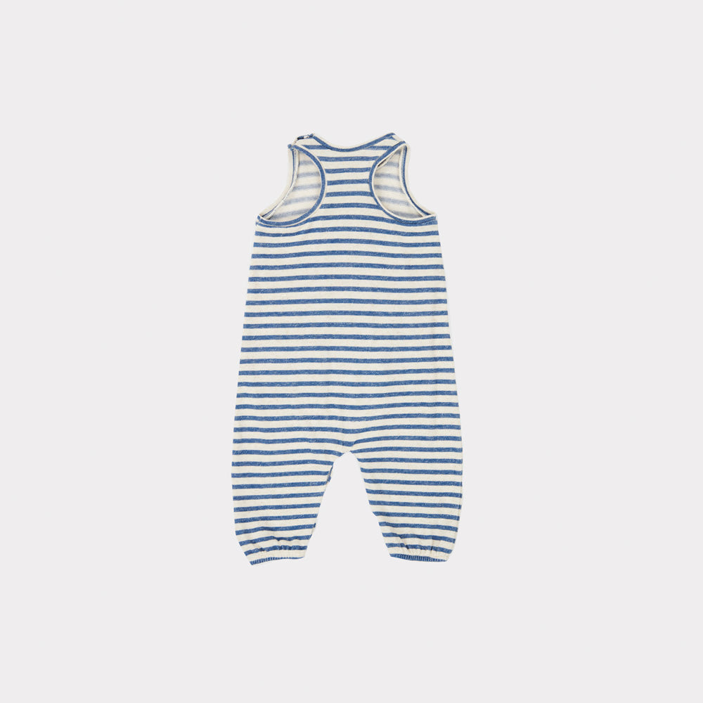 Caramel Swordfish Unisex Baby Romper Ivory Blue Stripe | BIEN BIEN