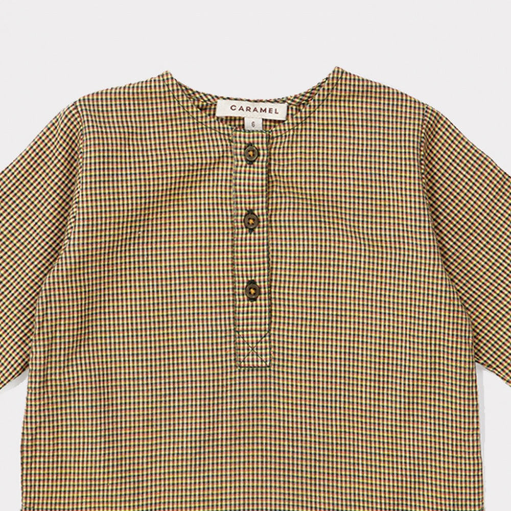 Caramel Momus Baby Shirt Forest Microcheck | BIEN BIEN www.bienbienshop.com
