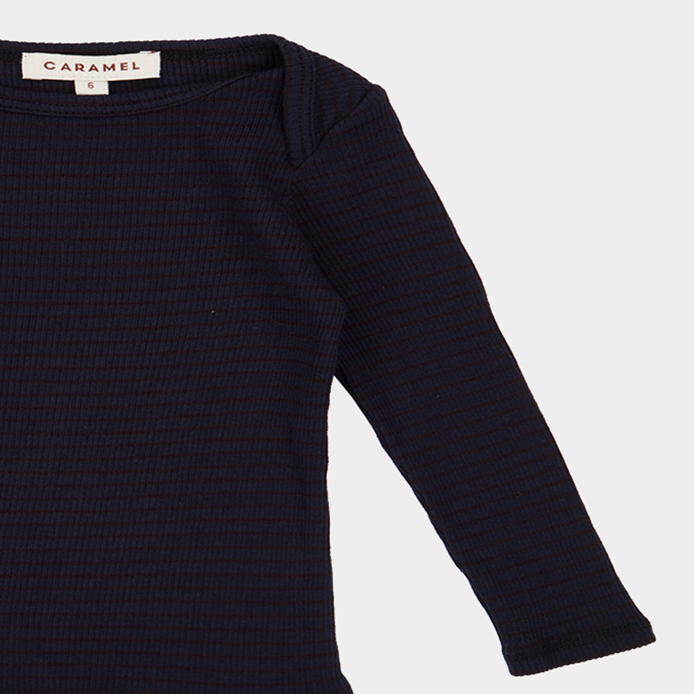 Caramel Dulwich Baby Striped Long Sleeve Tee Dark Navy Stripe | BIEN BIEN www.bienbienshop.com