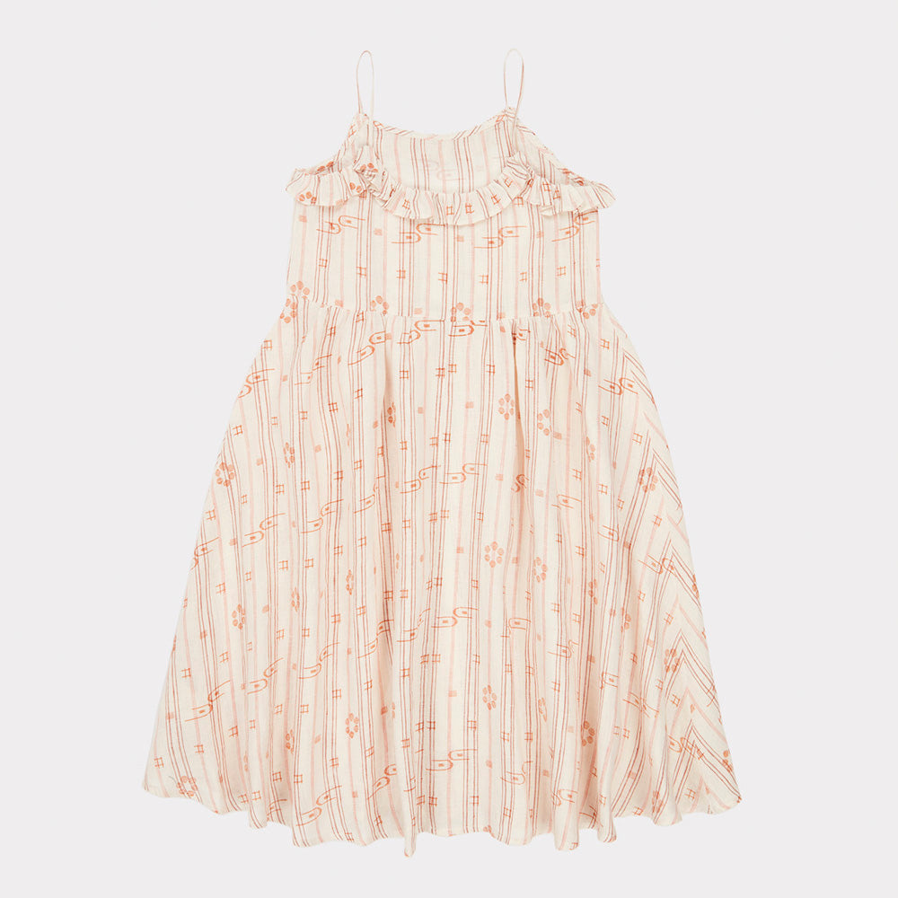 Caramel Greenwich Kid's Dress Rose Tan Linen | BIEN BIEN www.bienbienshop.com