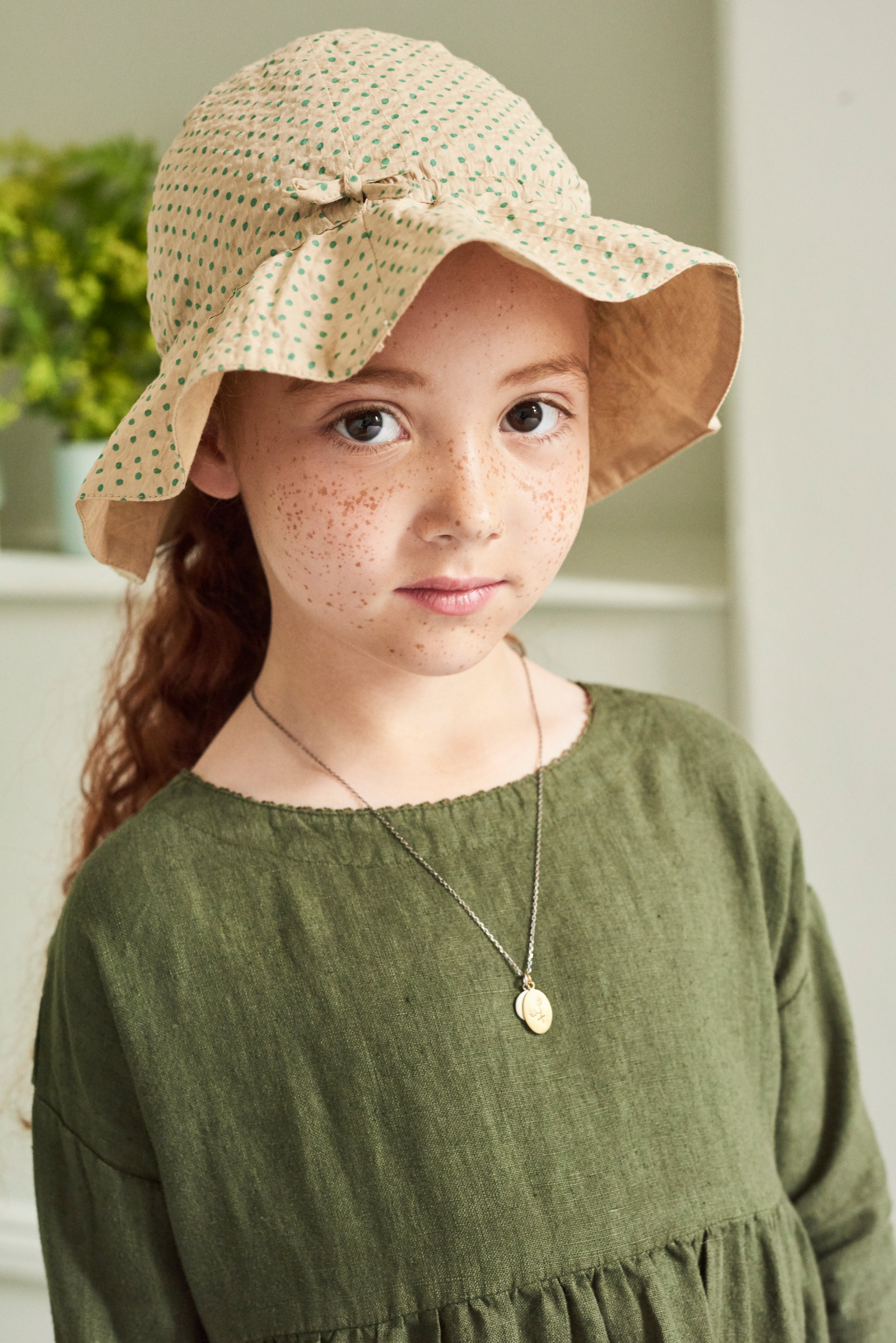 Caramel Wimbledon Kid's Dress Army Green Linen | BIEN BIEN www.bienbienshop.com