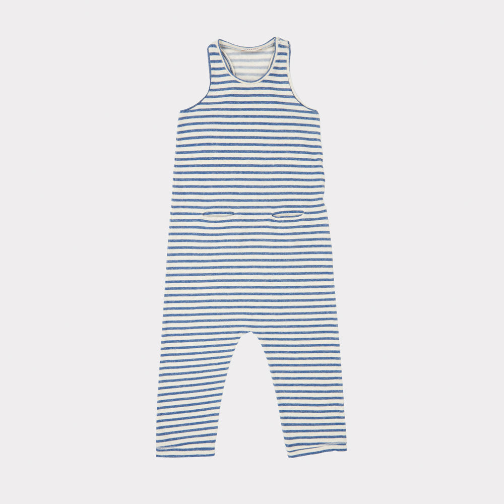 Caramel Swordfish Unisex Kid Romper Blue Ivory Stripe | BIEN BIEN