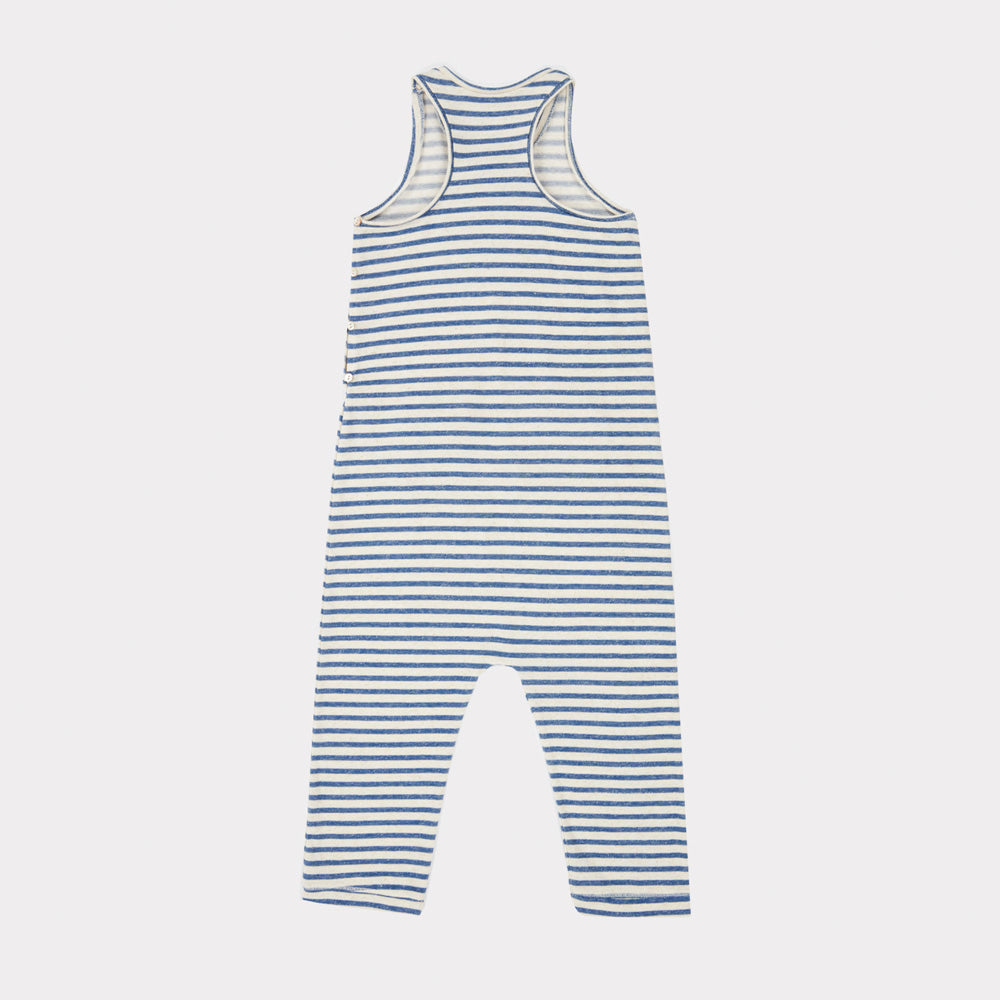 Caramel Swordfish Unisex Kid Romper Blue Ivory Stripe | BIEN BIEN