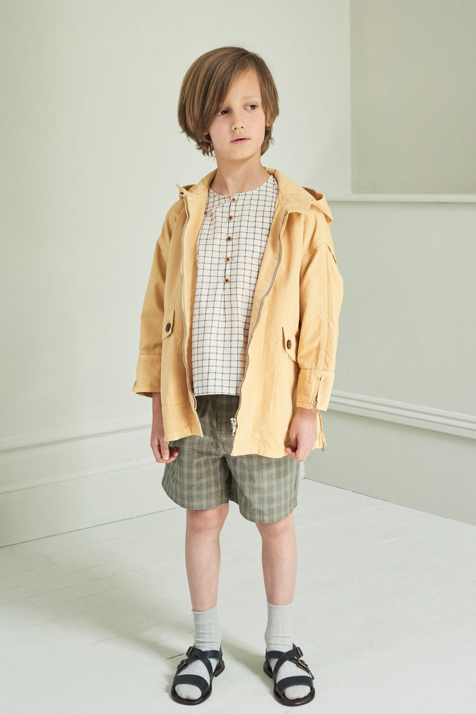 Caramel Pimlico Baby & Kid's Long Sleeve Shirt Black & White Grid | BIEN BIEN www.bienbienshop.com