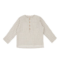 Caramel Pimlico Baby & Kid's Long Sleeve Shirt Black & White Grid | BIEN BIEN www.bienbienshop.com
