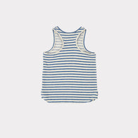 Caramel Bluebottle Kid Singlet Tank Blue Ivory Stripe | BIEN BIEN