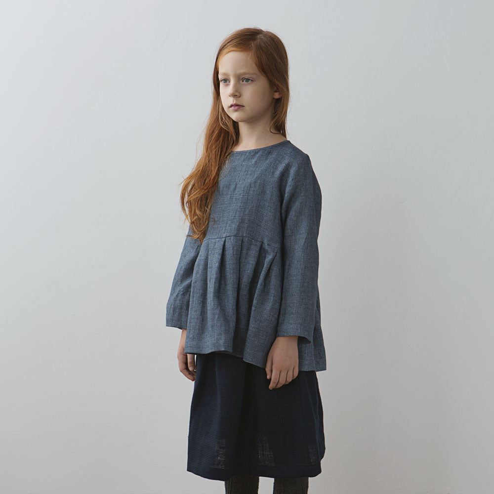 Muku Pleated Top in Denim Blue | BIEN BIEN