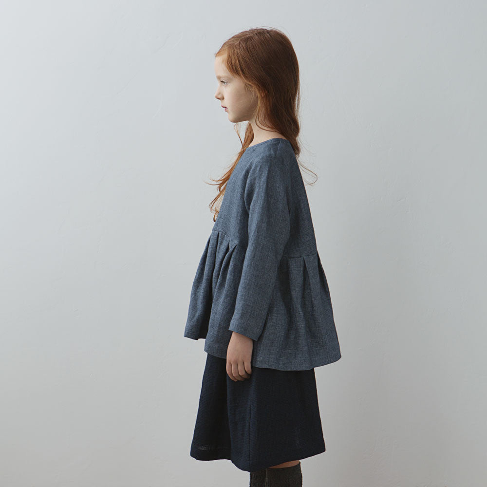 Muku Pleated Top in Denim Blue | BIEN BIEN