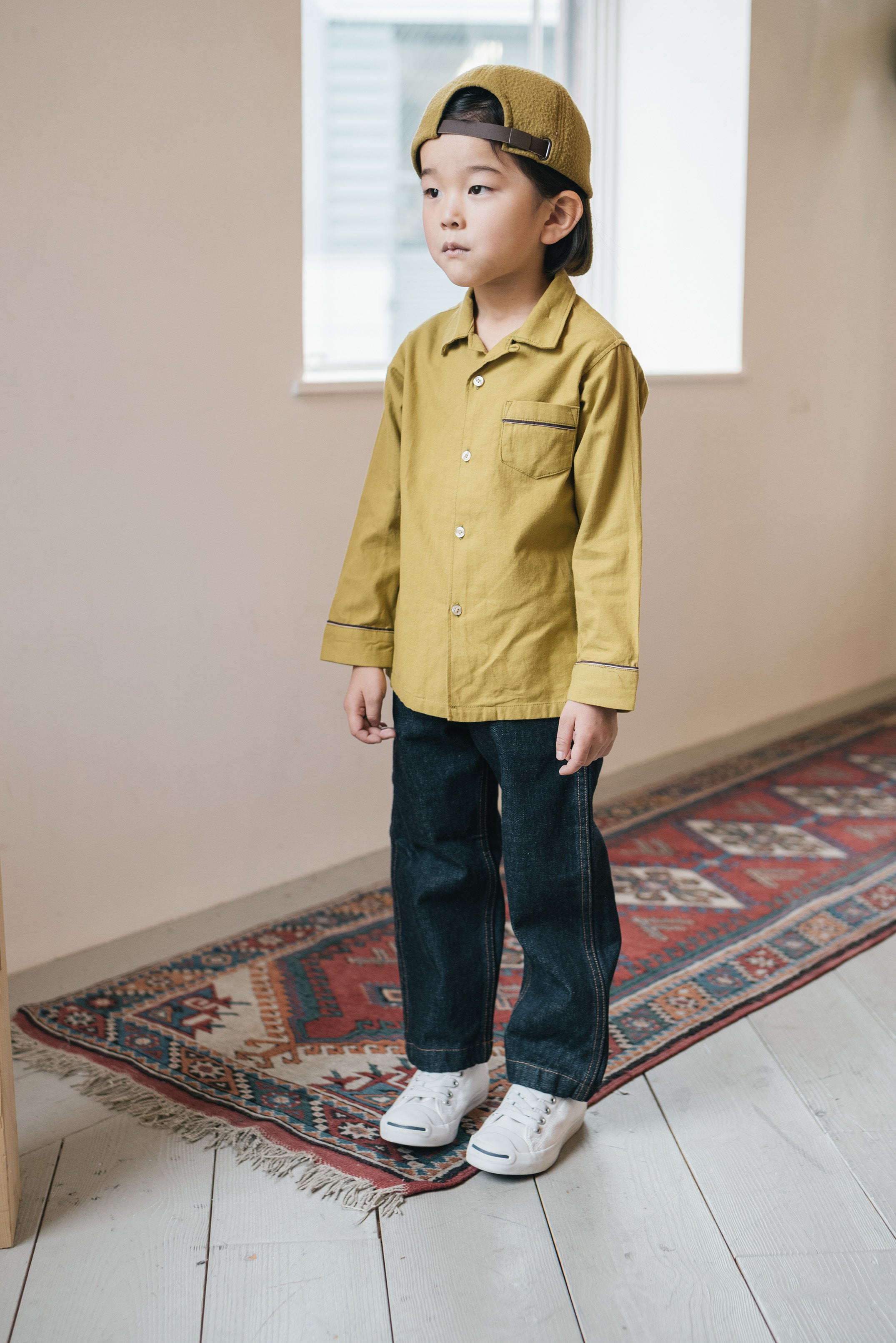 East End Highlanders Kid's Pajama Shirt Mustard | BIEN BIEN www.bienbienshop.com