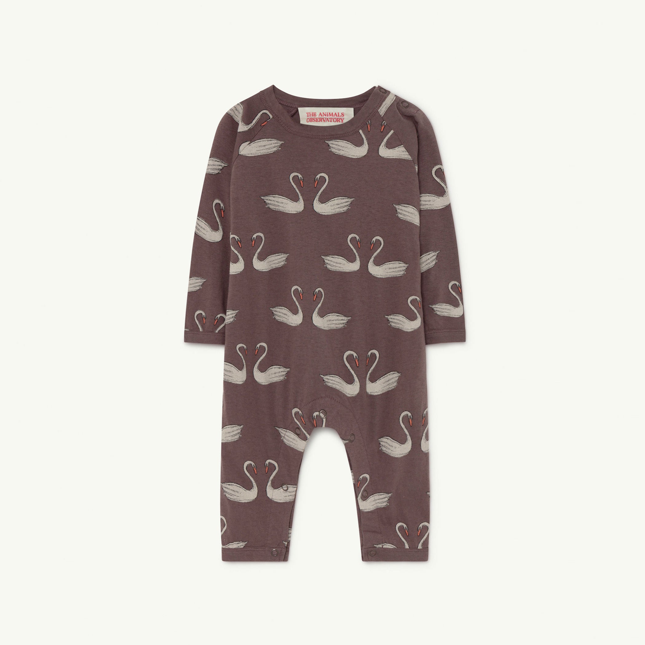 NEW The Animals Observatory Owl Baby Pyjama Romper Deep Brown Swans | BIEN BIEN bienbienshop.com
