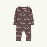 NEW The Animals Observatory Owl Baby Pyjama Romper Deep Brown Swans | BIEN BIEN bienbienshop.com