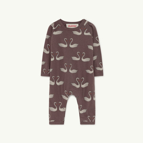 NEW The Animals Observatory Owl Baby Pyjama Romper Deep Brown Swans | BIEN BIEN bienbienshop.com