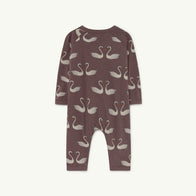 NEW The Animals Observatory Owl Baby Pyjama Romper Deep Brown Swans | BIEN BIEN bienbienshop.com