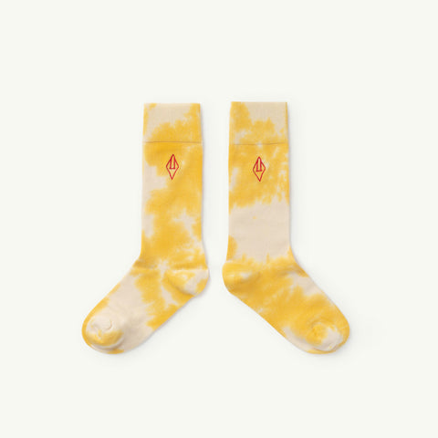 NEW The Animals Observatory Snail Kid's Tie Dye Socks Yellow White