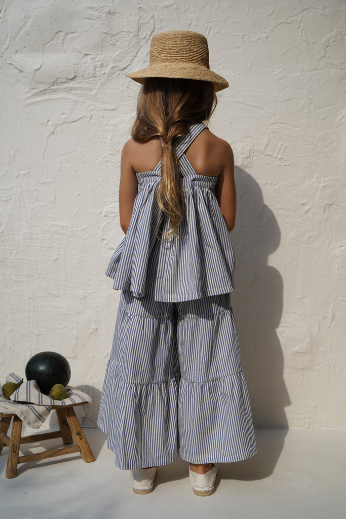 House of Paloma Yolanda Kid Wide Leg Tiered Culotte Mediterrano Stripe | BIEN BIEN bienbienshop.com