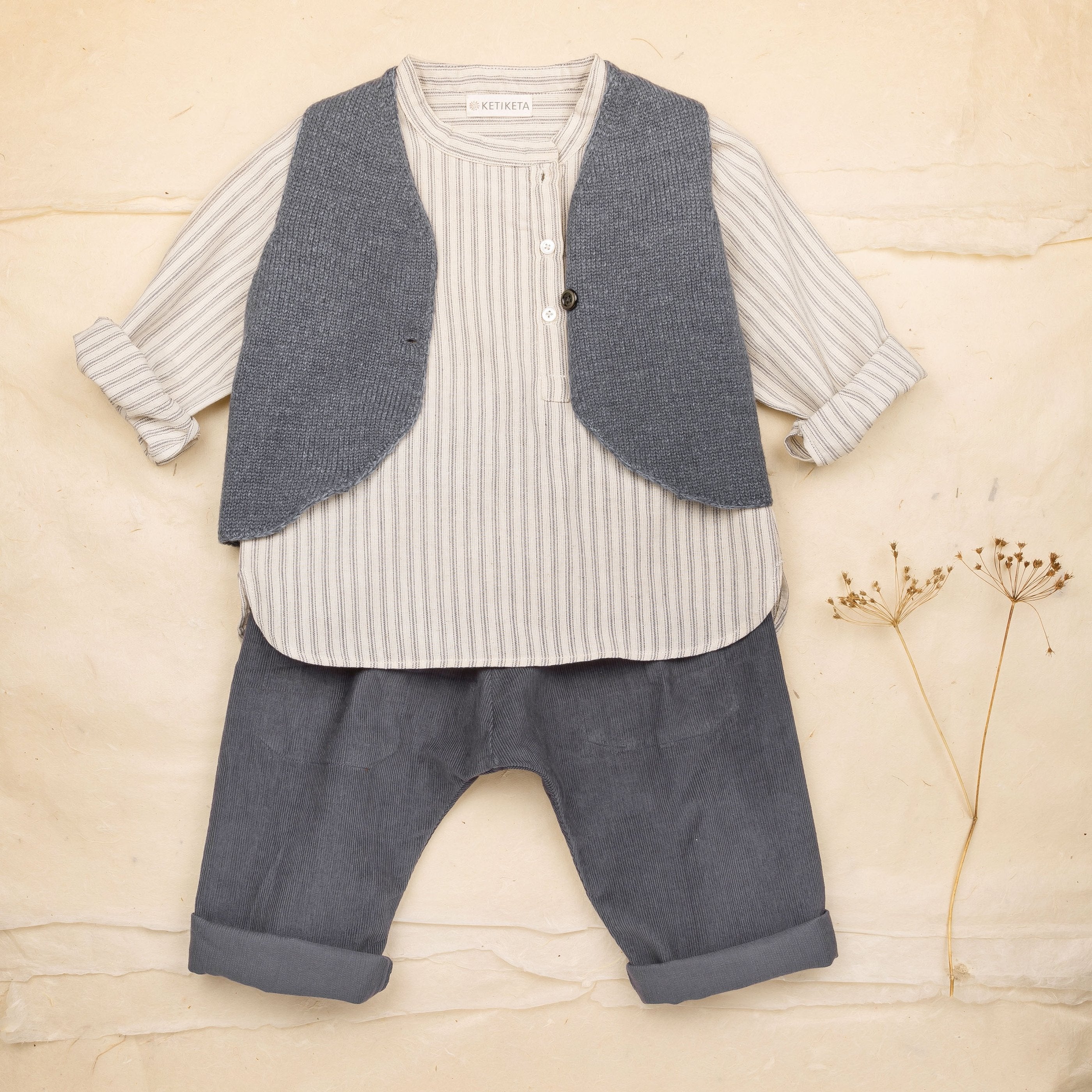 Ketiketa Ananda Baby & Kid's Knit Waistcoat Tempest Blue | BIEN BIEN www.bienbienshop.com