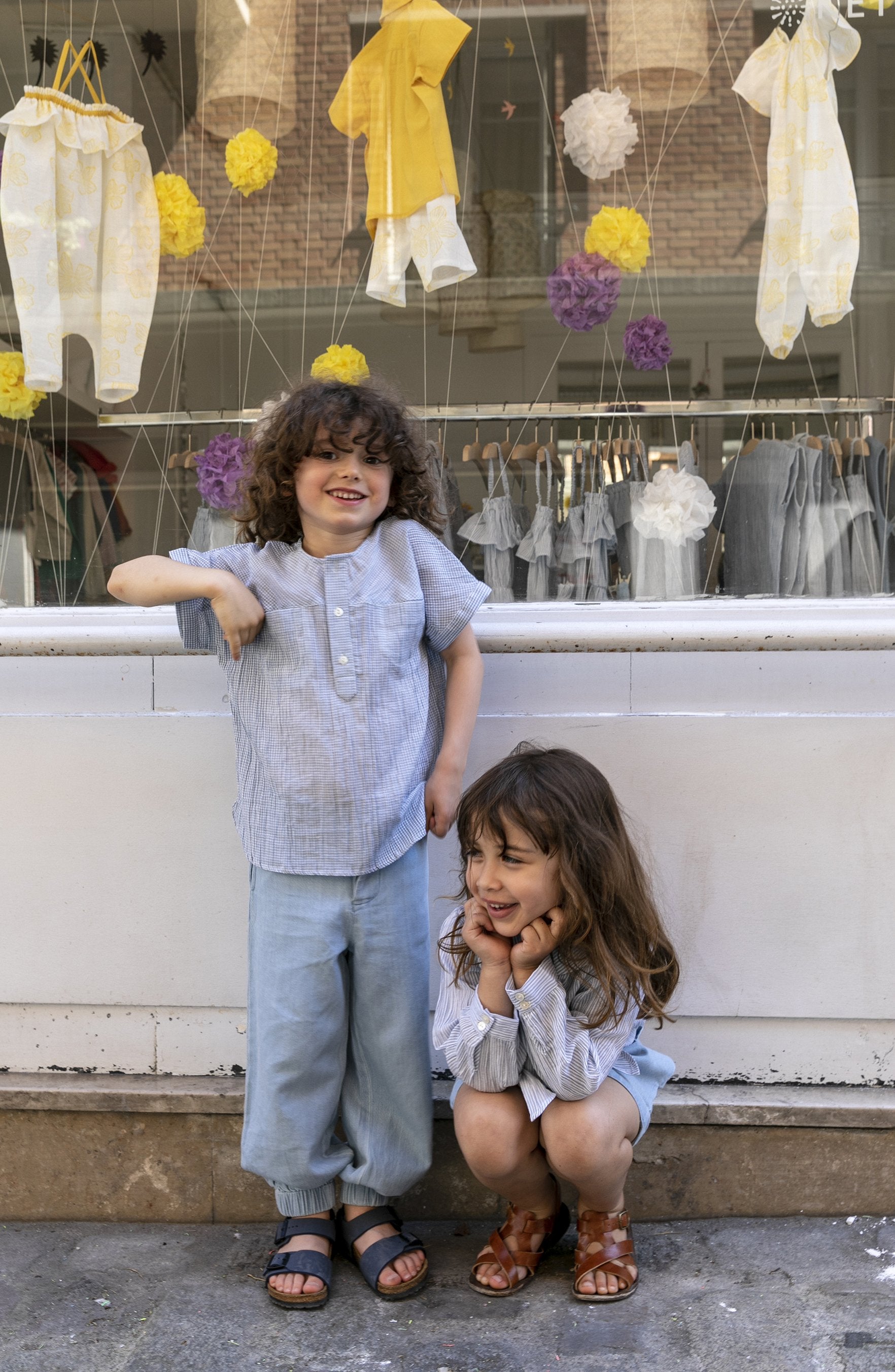 Ketiketa Eole Unisex Kid's Kurta Shirt Blue/White Stripe | BIEN BIEN www.bienbienshop.com