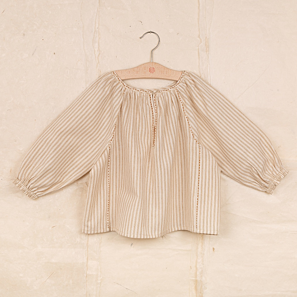 Ketiketa Dolma Kid's Blouse Ochre/Ivory Stripe Cotton | BIEN BIEN www.bienbienshop.com